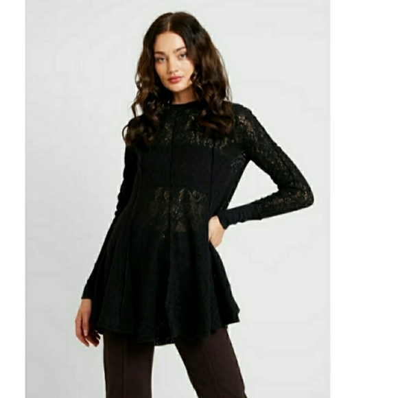 Free People Black Lace Tunic - Picture 2 of 16